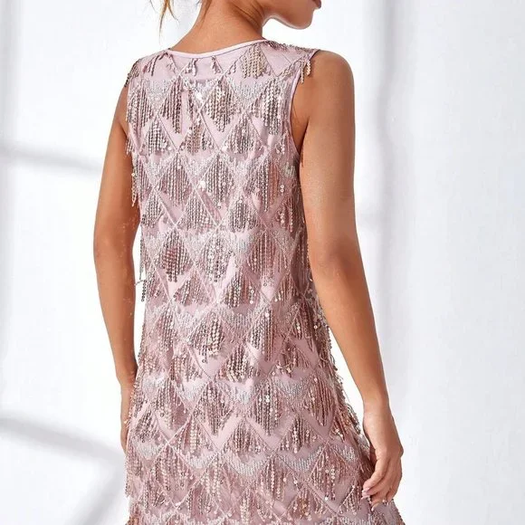 Pink Preppy Womens Solid Fuzzy Tank Dress - Picture 2 of 5